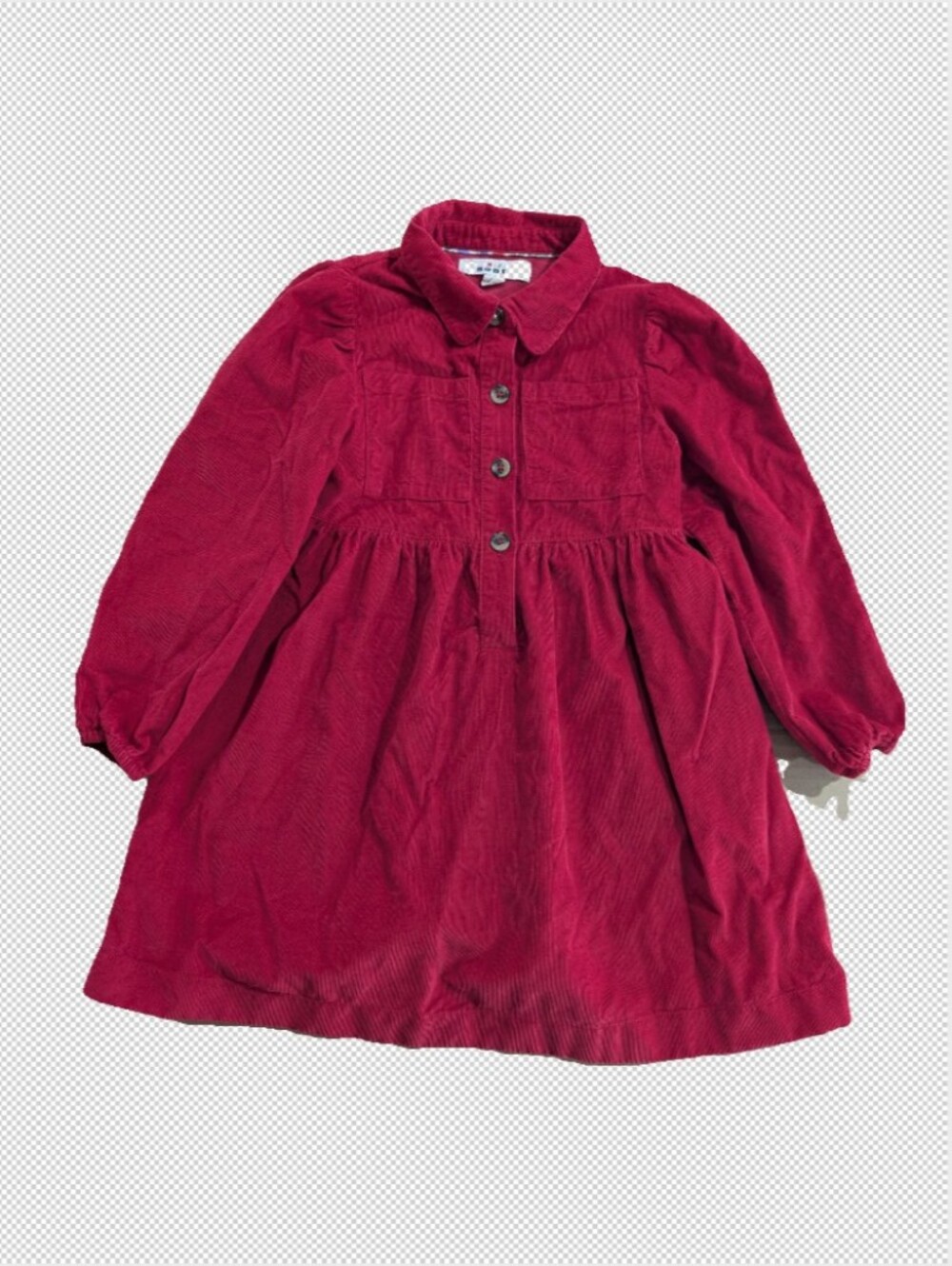 Mini Boden Dress Girls Sz 5-6Y Aubrey Red Corduroy Puff-Sleeve *NWOT